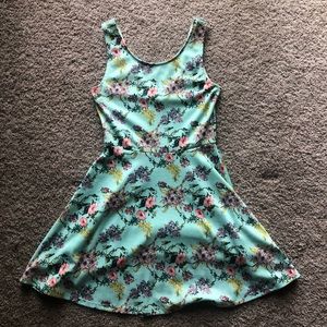 Aqua Floral Skater Dress